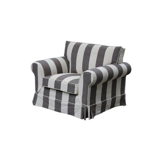 Isla Feather Filled Armchair Striped Dark Grey